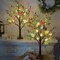 Set of 2 Lighted 24" Easter Trees – Artificial Tabletop Bonsai with Eggs & Colorful LED Lights